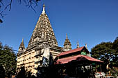 Old Bagan Myanmar. Mahabodhi Paya. East face of Mahabodhi with timber entry pavilion. 